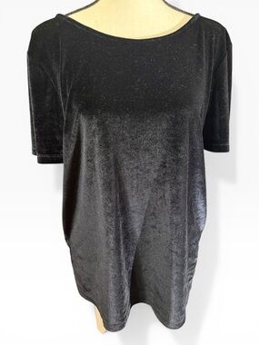 REISS Black Velvet Short-Sleeve Women’s Top
